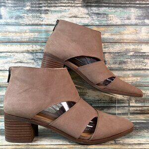Lucky Brand Ankle Boots Womens 9.5M Brown Leather Zip Up Dress Booties Ralwan